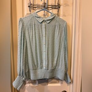 NWT Anthropologie Maeve blouse, aqua, size Large